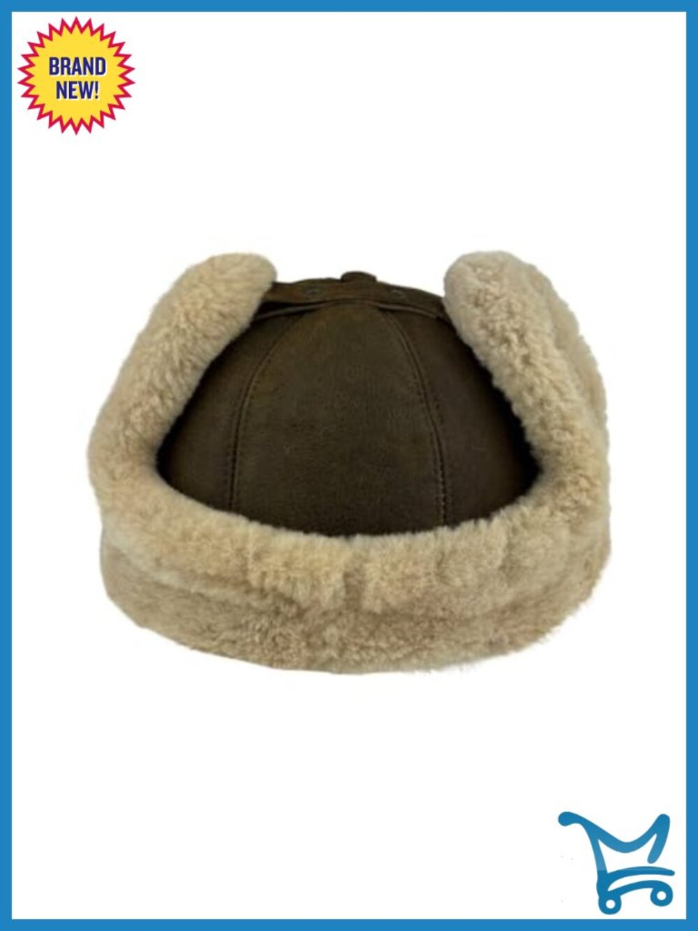 Handmade Sheepskin Leather Trapper Hat with Fur Lined Ear Flaps - Picture 3 of 6